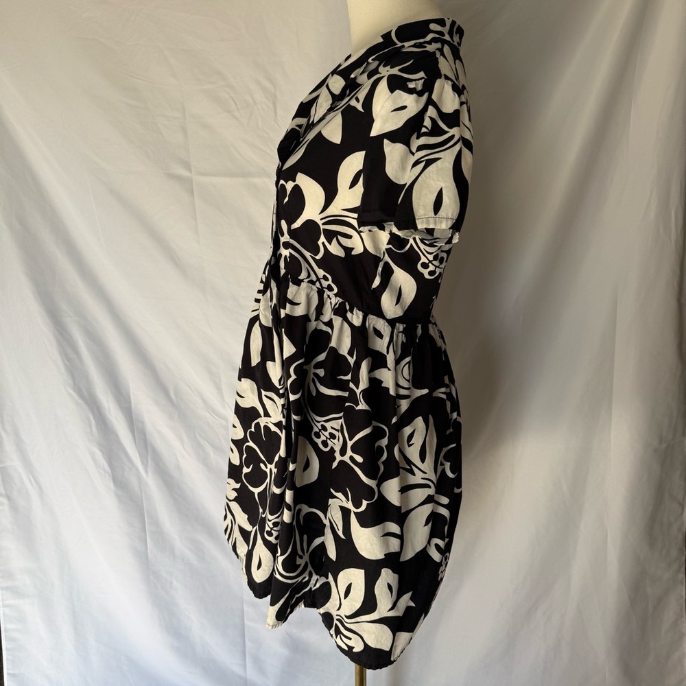 KK Korz Black & White Floral Short Sleeve Mini Dress – Size 6 - Picture 5 of 10